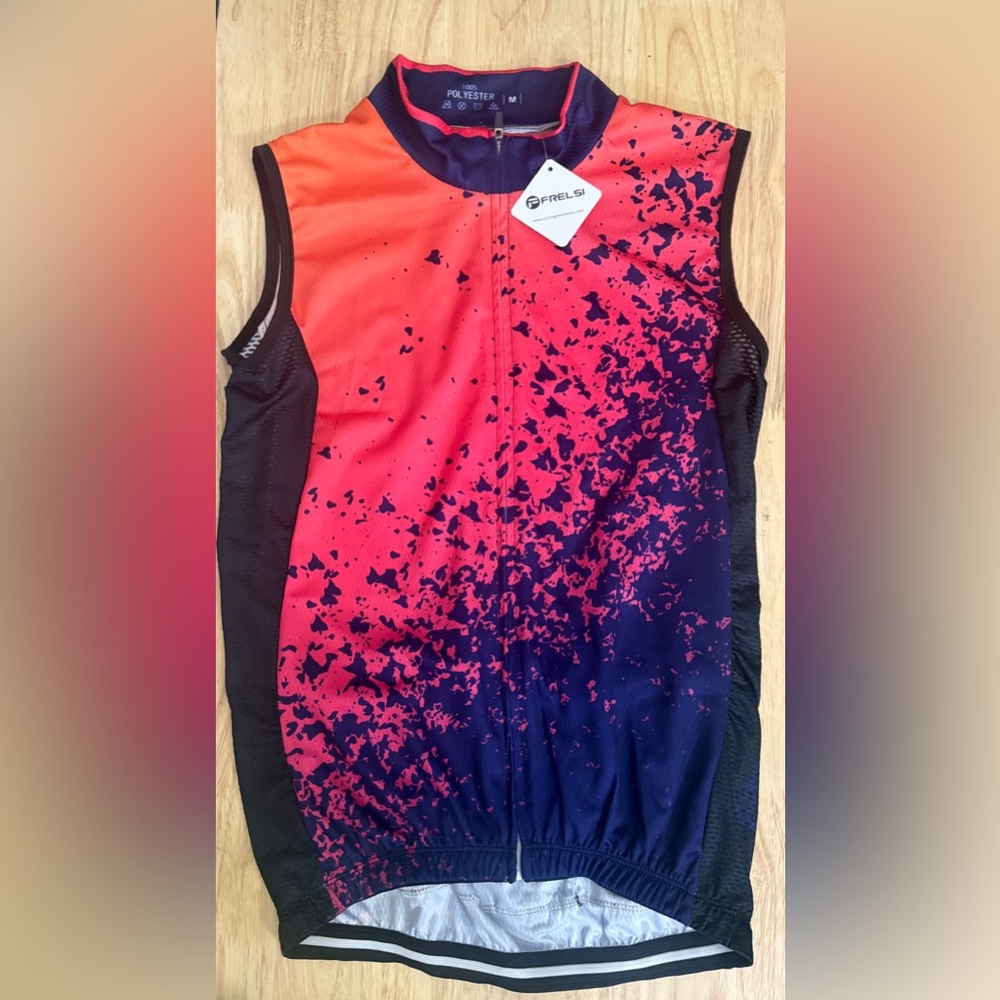 Frelsi Women’s Riding With Volcano Sleeveless Cycling Jersey Size M Colorful